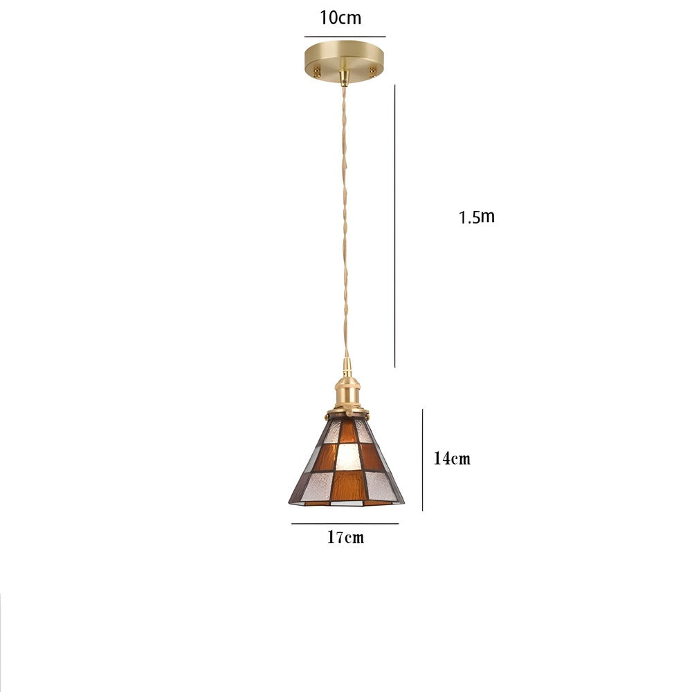 Lampa wisząca z miedzianego szkła retro