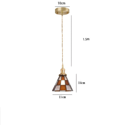 Lampa wisząca z miedzianego szkła retro