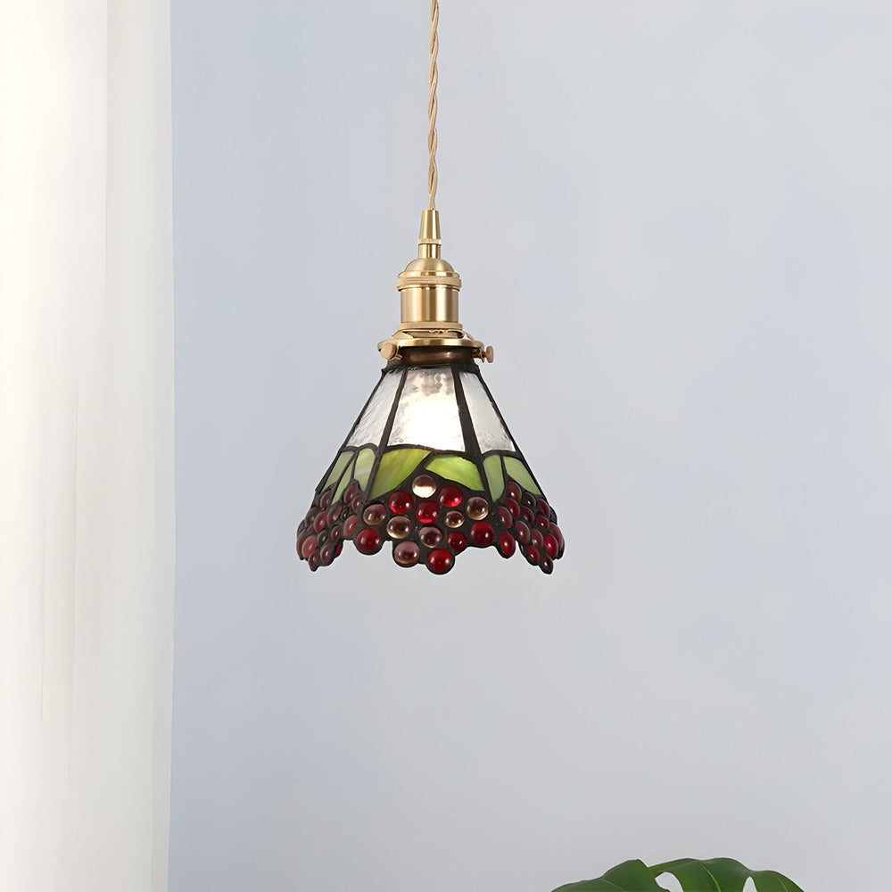 Lampa wisząca z miedzianego szkła retro
