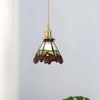 Lampa wisząca z miedzianego szkła retro