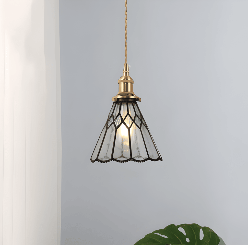 Lampa wisząca z miedzianego szkła retro