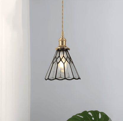 Lampa wisząca z miedzianego szkła retro