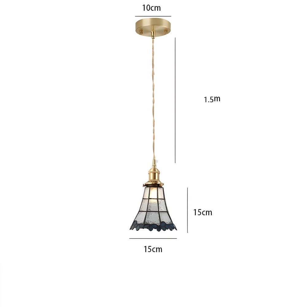 Lampa wisząca z miedzianego szkła retro