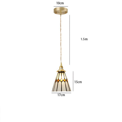 Lampa wisząca z miedzianego szkła retro
