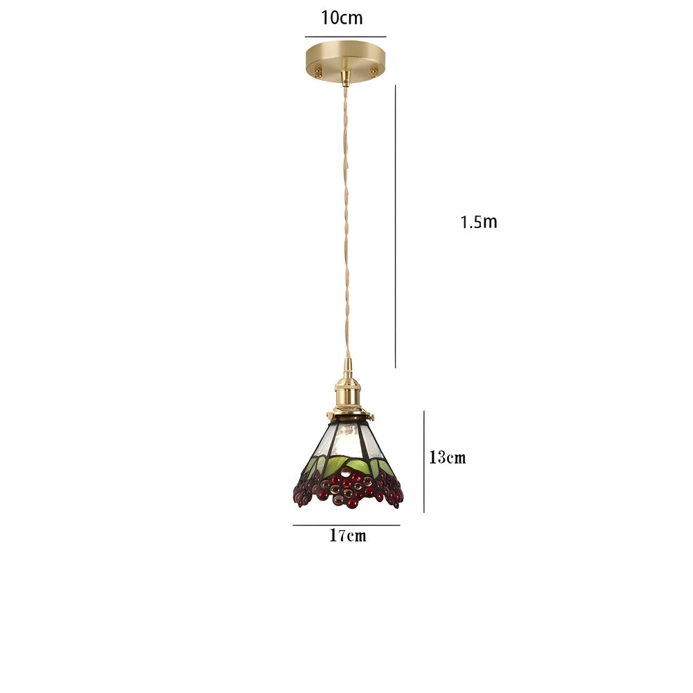 Lampa wisząca z miedzianego szkła retro