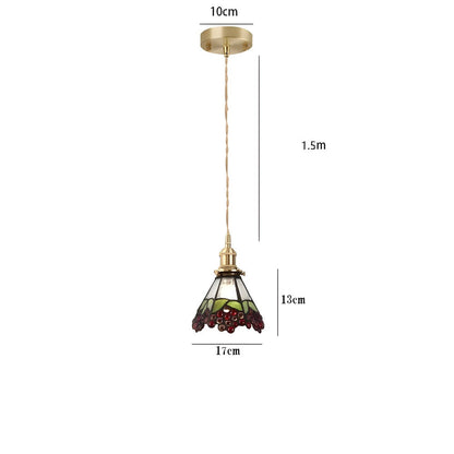 Lampa wisząca z miedzianego szkła retro