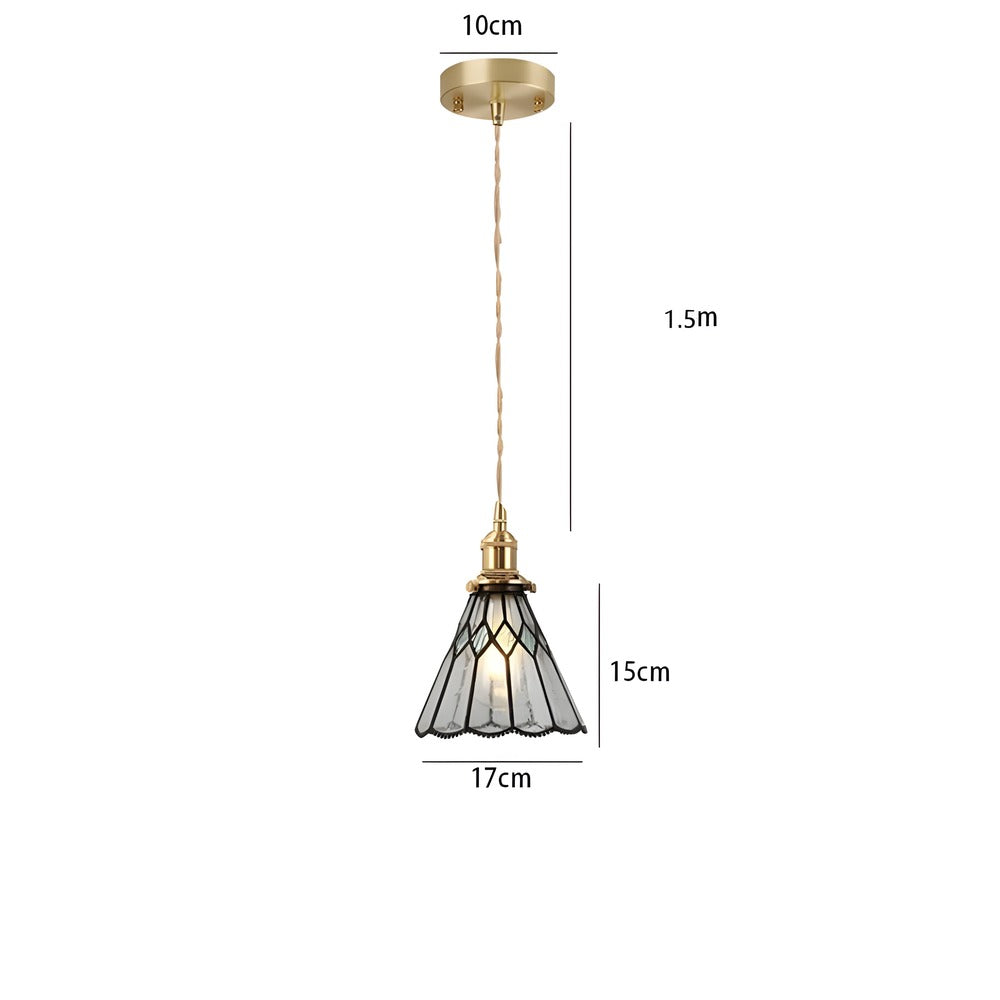Lampa wisząca z miedzianego szkła retro