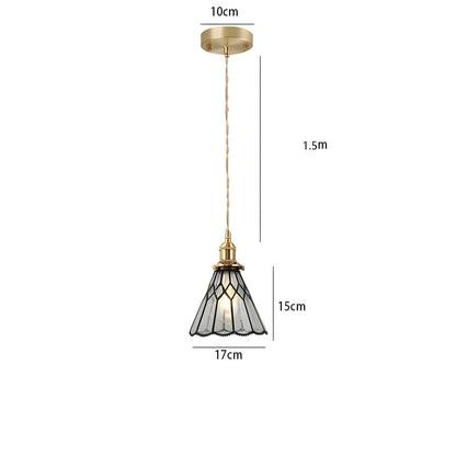 Lampa wisząca z miedzianego szkła retro