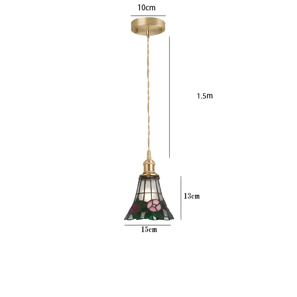 Lampa wisząca z miedzianego szkła retro
