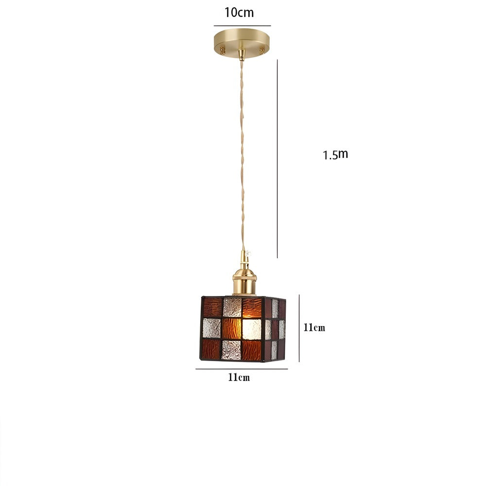 Lampa wisząca z miedzianego szkła retro