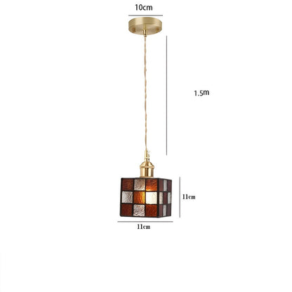 Lampa wisząca z miedzianego szkła retro