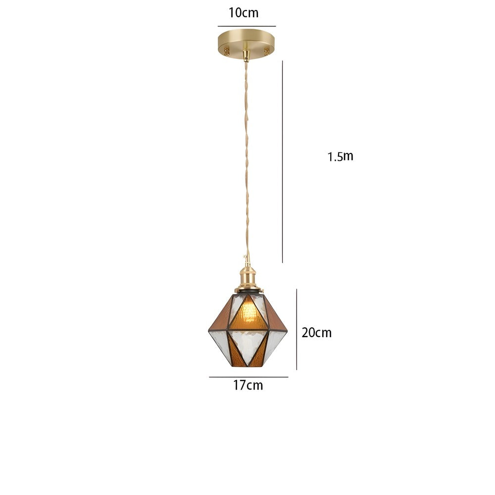 Lampa wisząca z miedzianego szkła retro