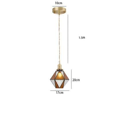 Lampa wisząca z miedzianego szkła retro