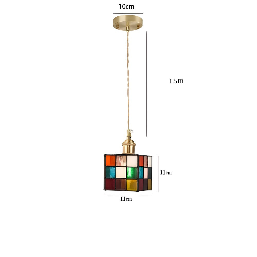 Lampa wisząca z miedzianego szkła retro