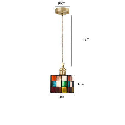 Lampa wisząca z miedzianego szkła retro