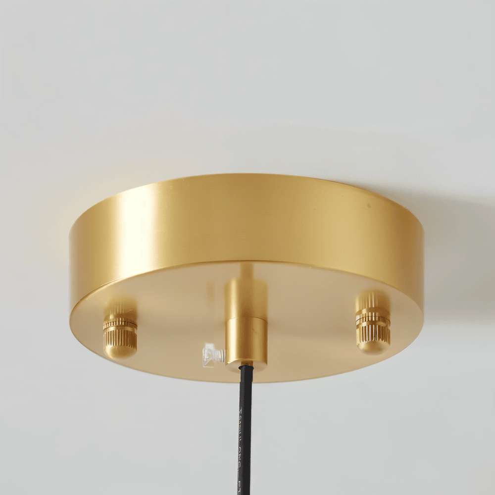 Lampa wisząca retro Bauhaus ze szkła i miedzi