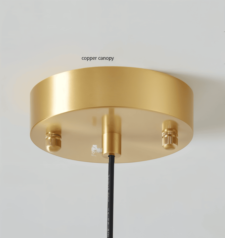 Lampa wisząca retro Bauhaus ze szkła i miedzi