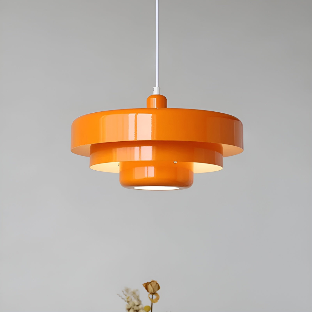 Pomarańczowa lampa wisząca vintage E27 aluminiowa