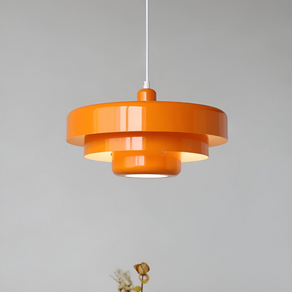Pomarańczowa lampa wisząca vintage E27 aluminiowa