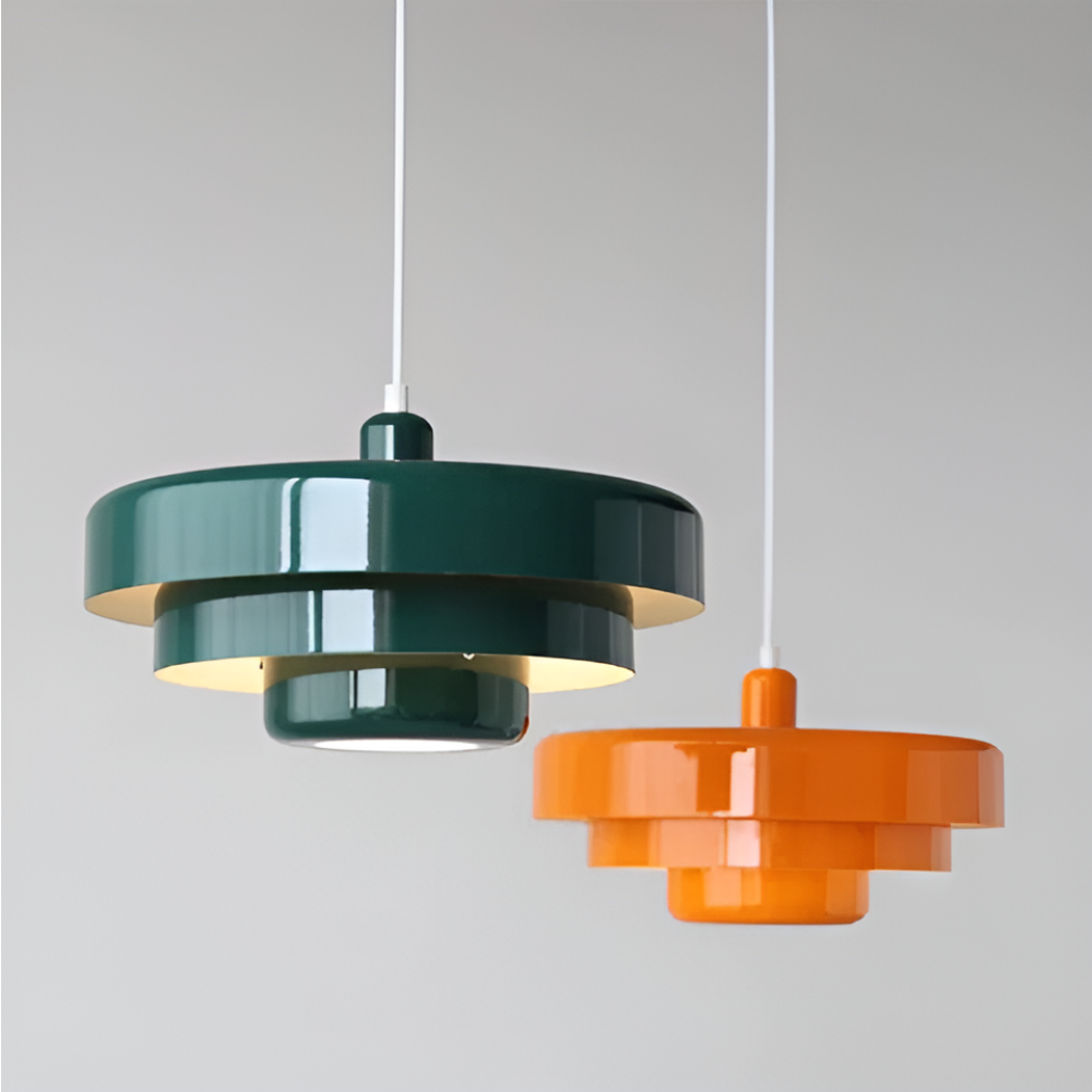 Pomarańczowa lampa wisząca vintage E27 aluminiowa