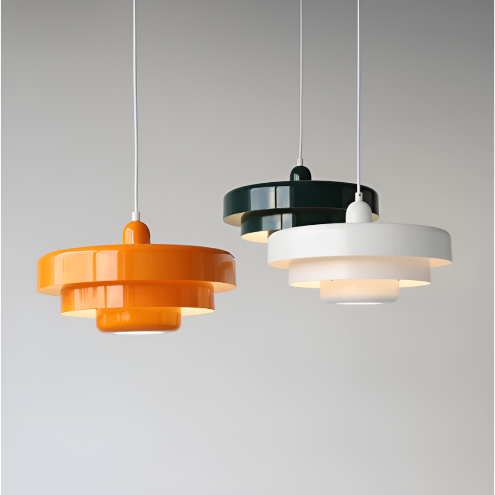Pomarańczowa lampa wisząca vintage E27 aluminiowa