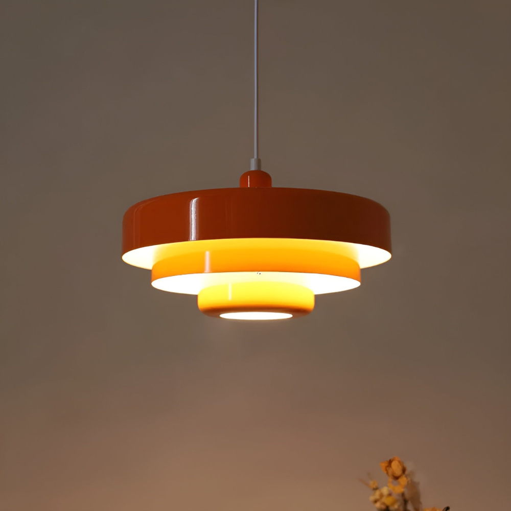 Pomarańczowa lampa wisząca vintage E27 aluminiowa