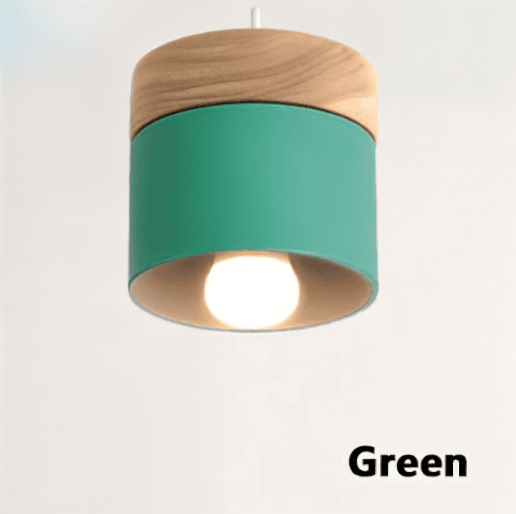 Lampa wisząca metalowa z drewnem do kuchni i salonu