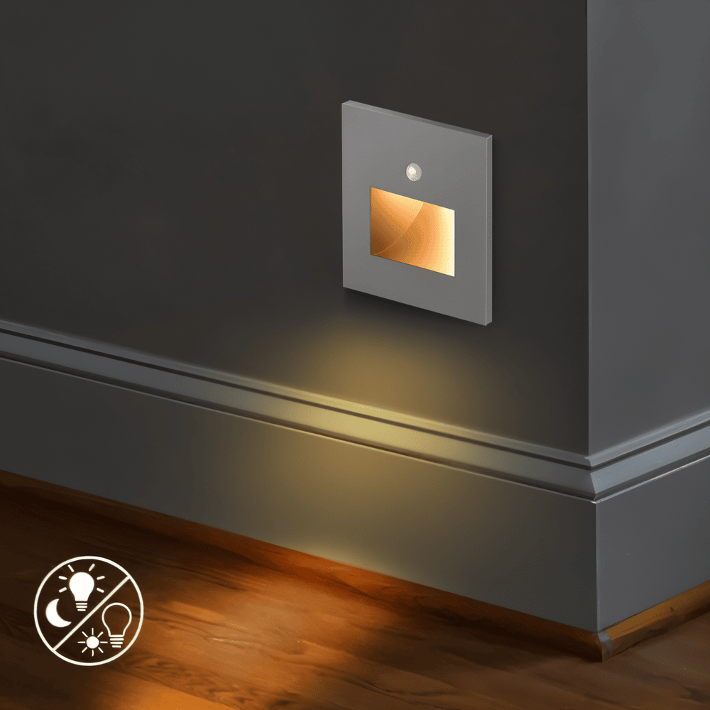 Wpuszczana lampa ścienna LED z czujnikiem ruchu