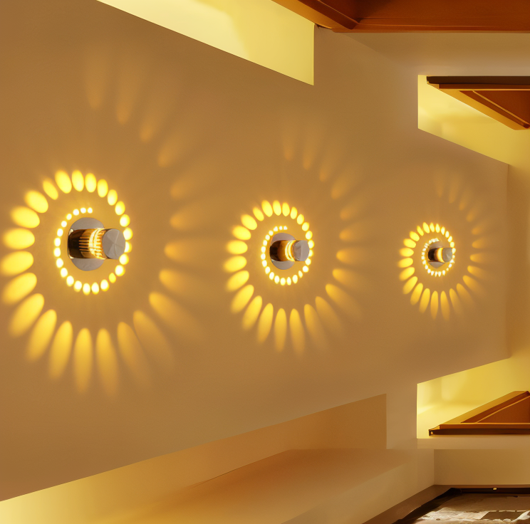Kinkiet LED kolorowy z efektem spirali
