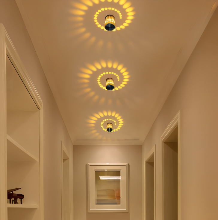 Kinkiet LED kolorowy z efektem spirali
