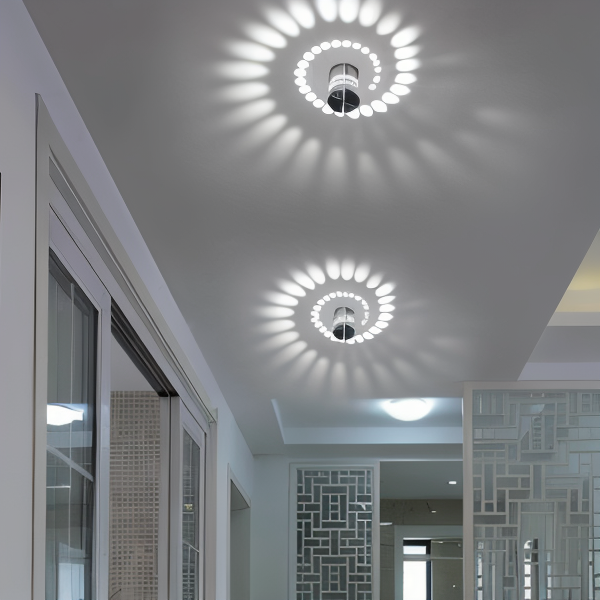Kinkiet LED kolorowy z efektem spirali