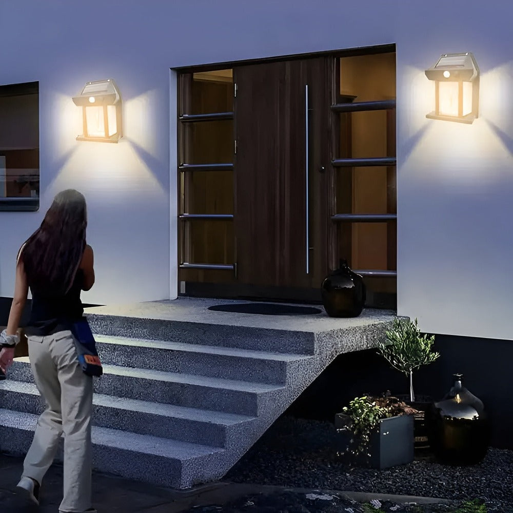 Solarna lampa ścienna LED z czujnikiem ruchu