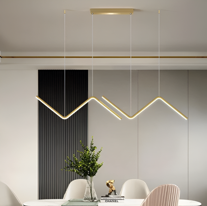 Lampa wisząca LED trójkątna czarna złota 90 cm