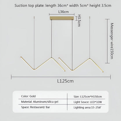 Lampa wisząca LED trójkątna czarna złota 90 cm