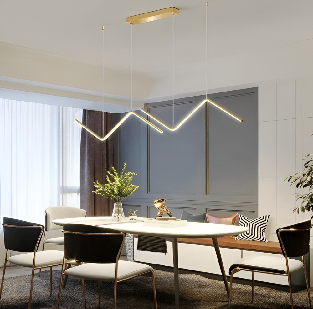 Lampa wisząca LED trójkątna czarna złota 90 cm