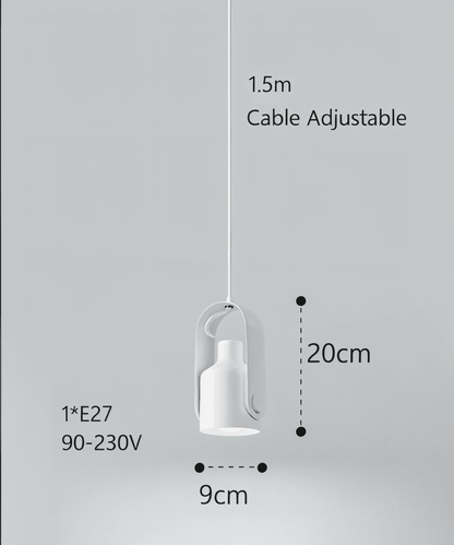 Lampa wisząca metalowa regulowana z detalem drewnianym