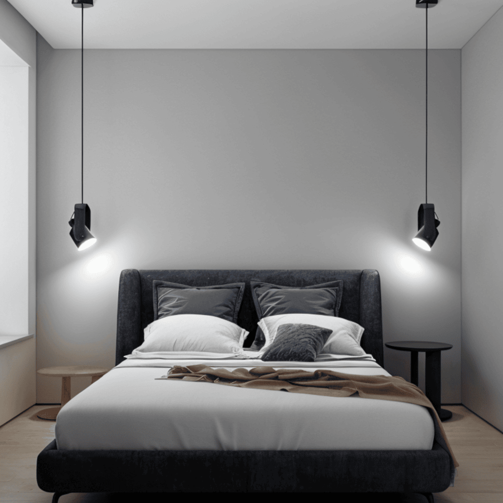Lampa wisząca metalowa regulowana z detalem drewnianym
