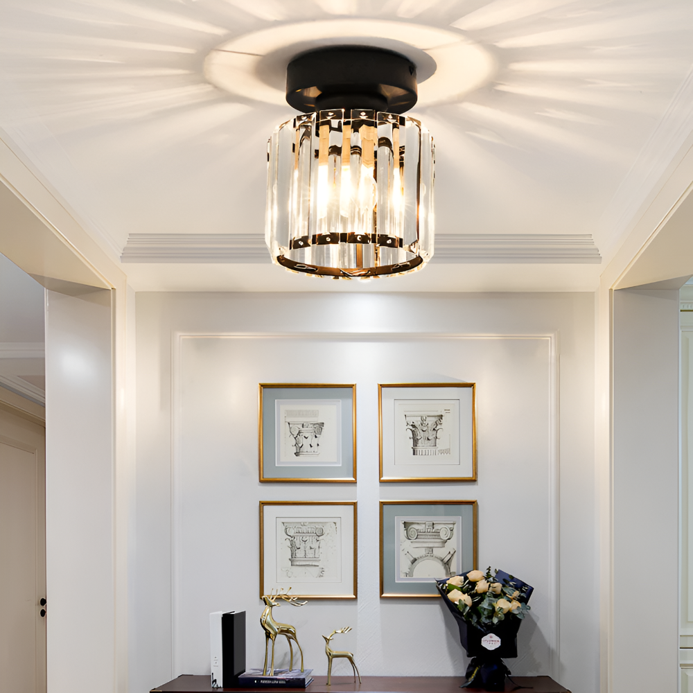 Lampa sufitowa z kryształami E27 minimalistyczna