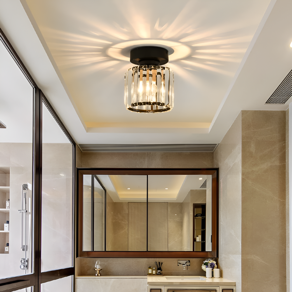 Lampa sufitowa z kryształami E27 minimalistyczna