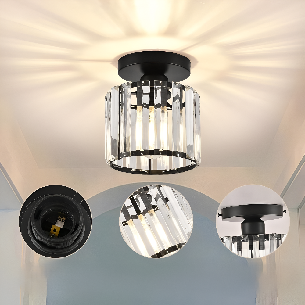 Lampa sufitowa z kryształami E27 minimalistyczna