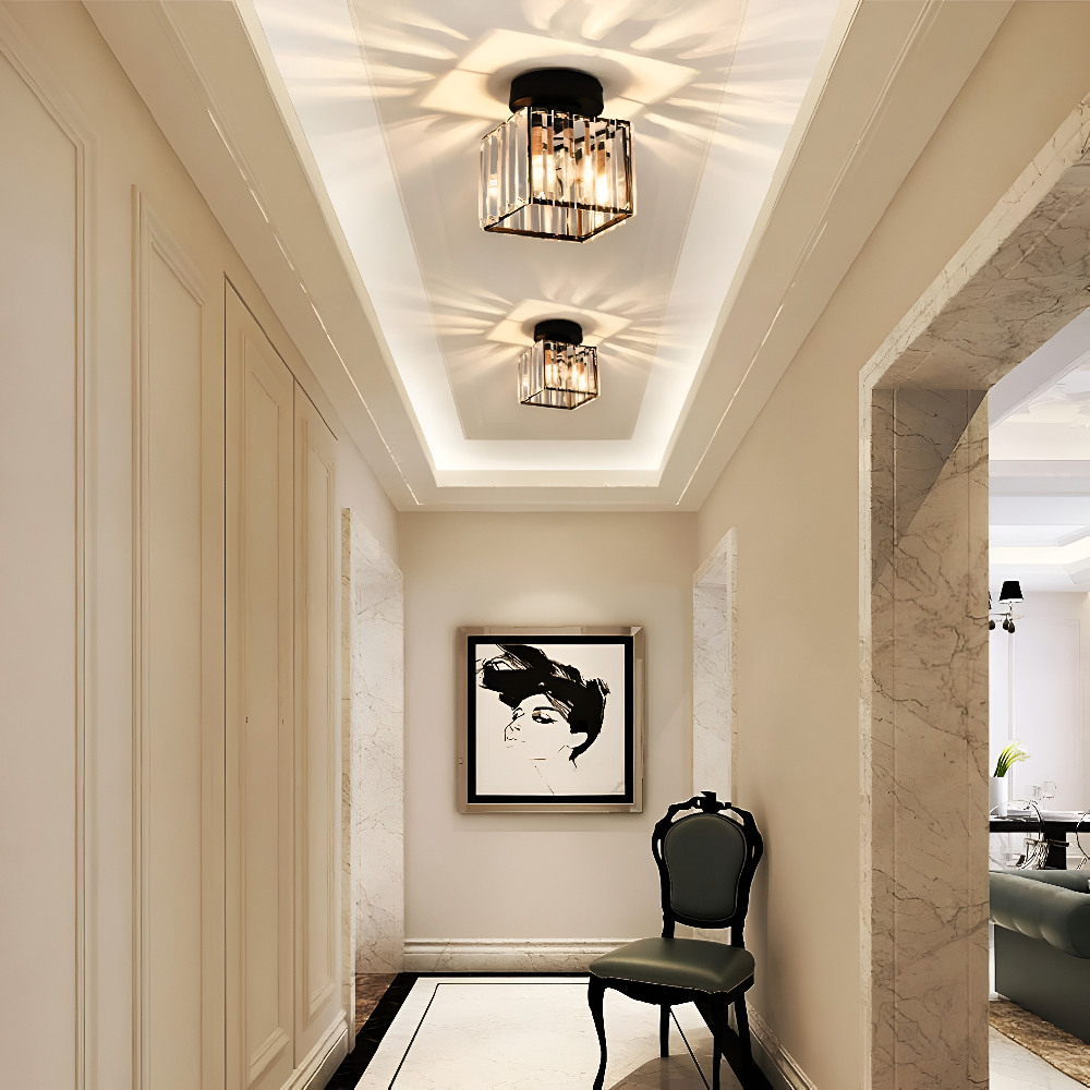 Lampa sufitowa z kryształami E27 minimalistyczna