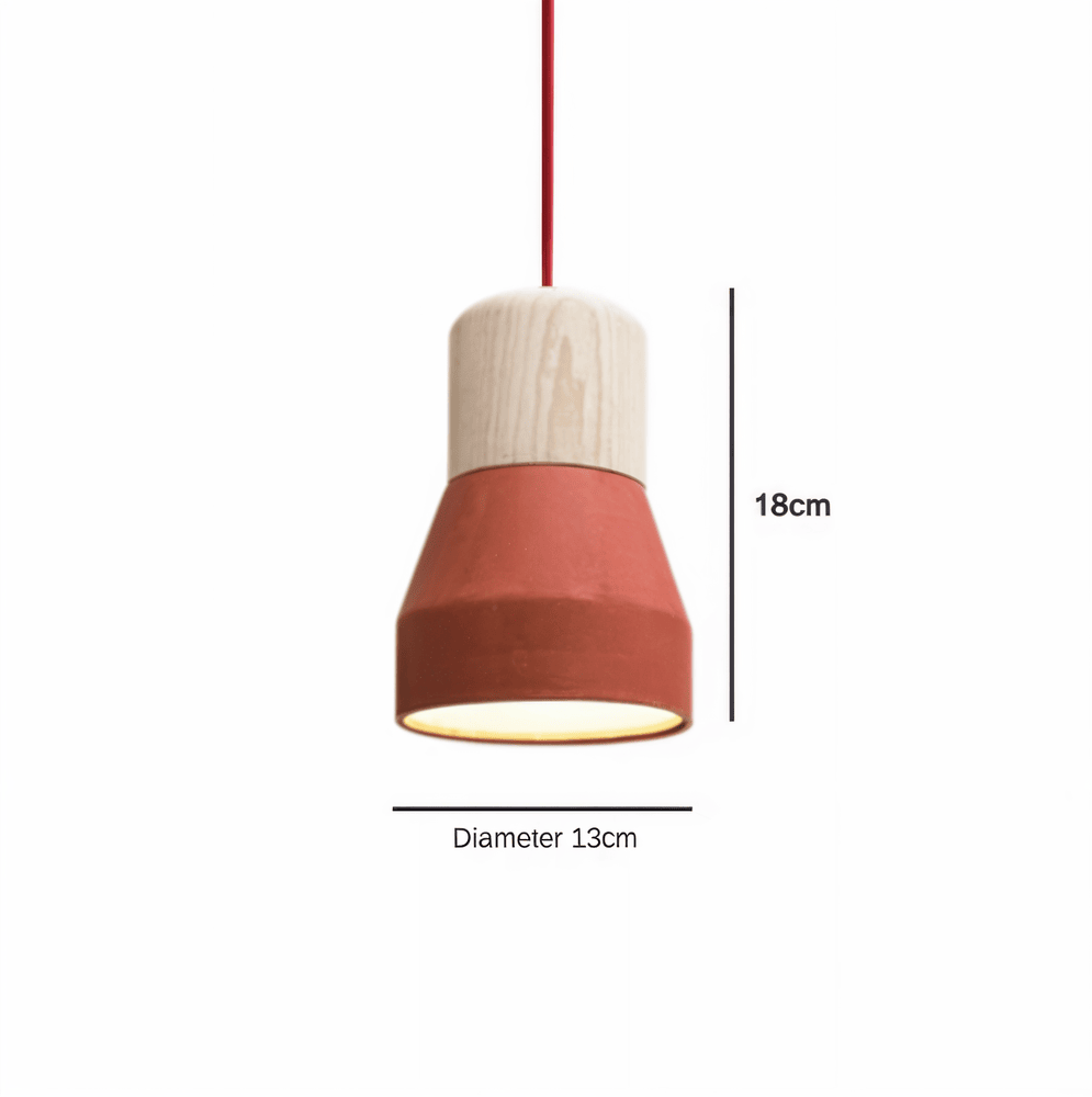 Lampa sufitowa z betonu i drewna do nowoczesnych wnętrz