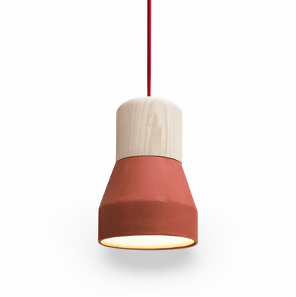Lampa sufitowa z betonu i drewna do nowoczesnych wnętrz