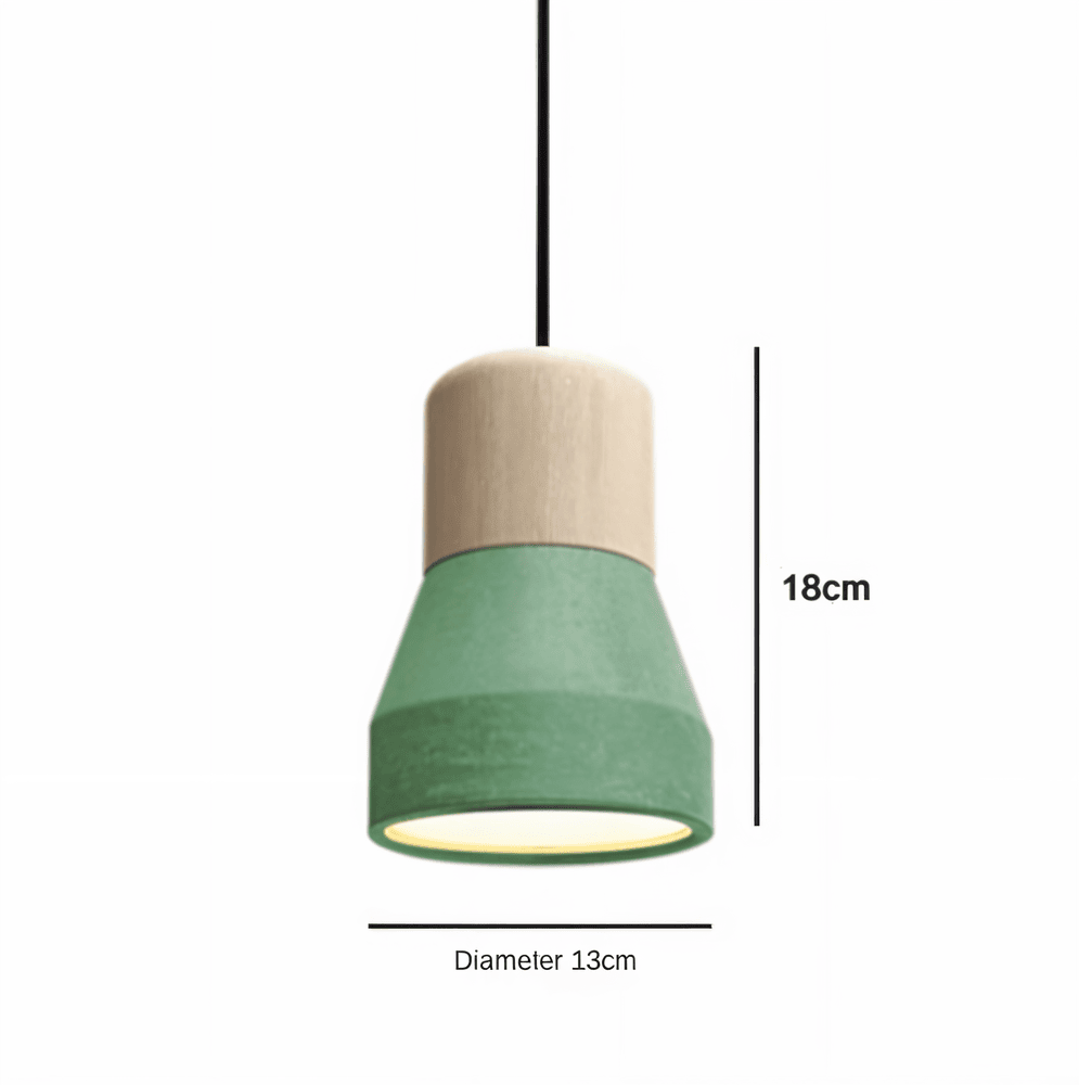 Lampa sufitowa z betonu i drewna do nowoczesnych wnętrz