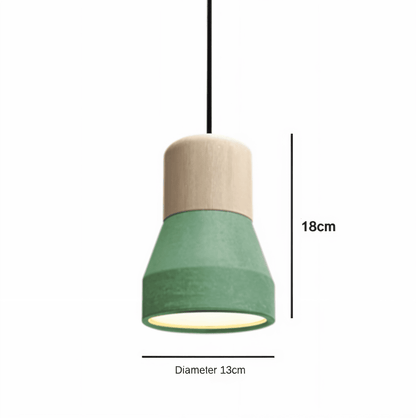 Lampa sufitowa z betonu i drewna do nowoczesnych wnętrz