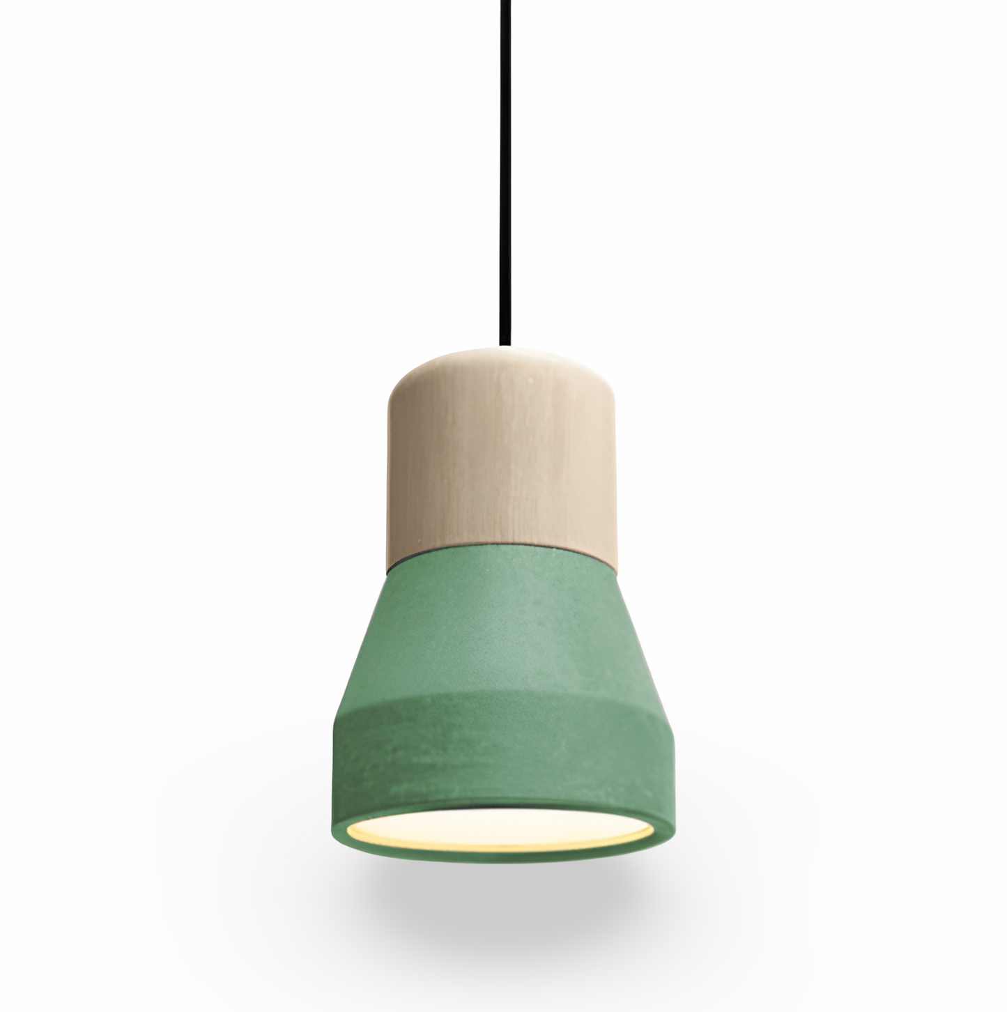 Lampa sufitowa z betonu i drewna do nowoczesnych wnętrz