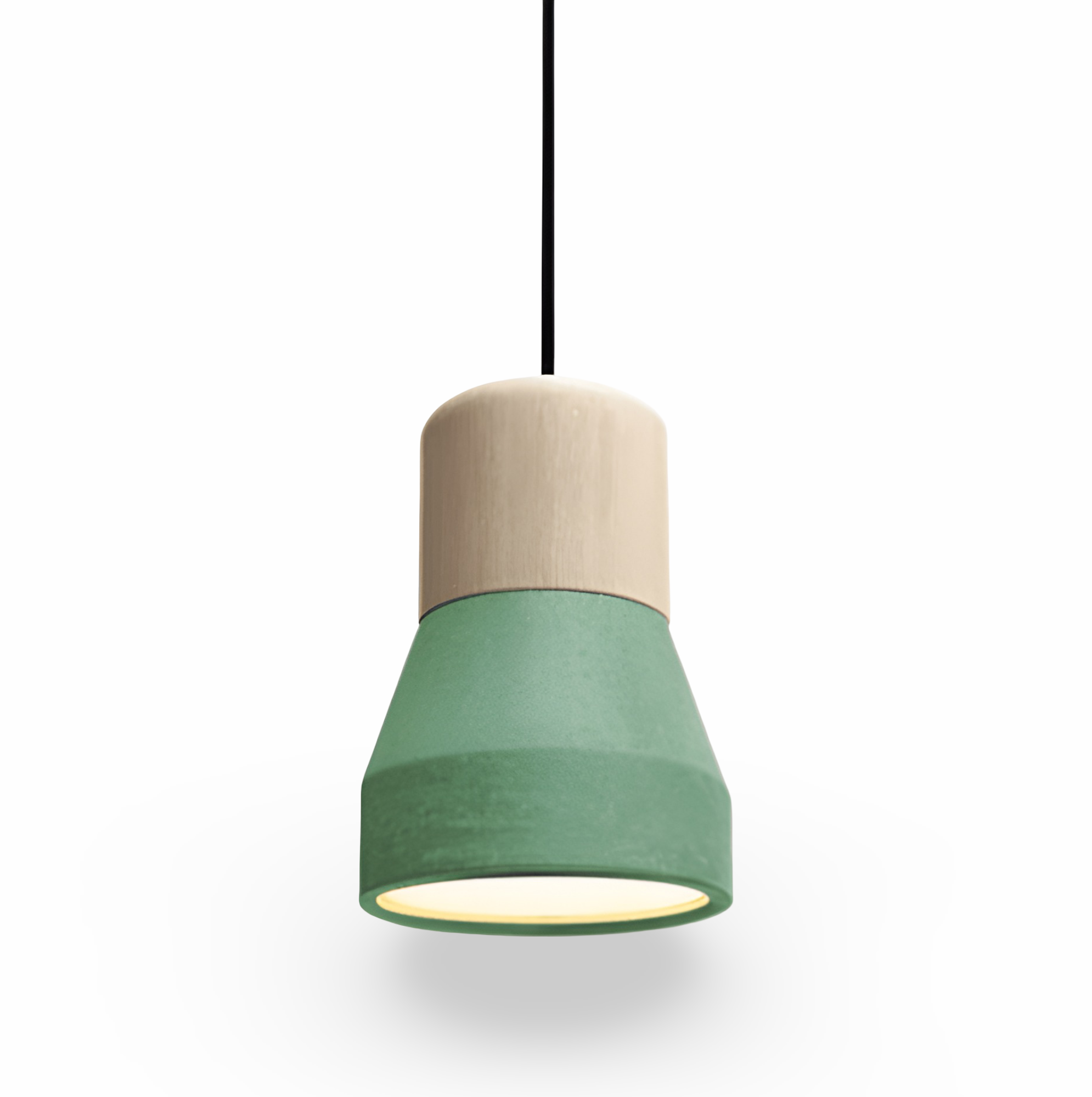 Lampa sufitowa z betonu i drewna do nowoczesnych wnętrz