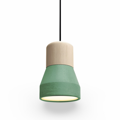 Lampa sufitowa z betonu i drewna do nowoczesnych wnętrz