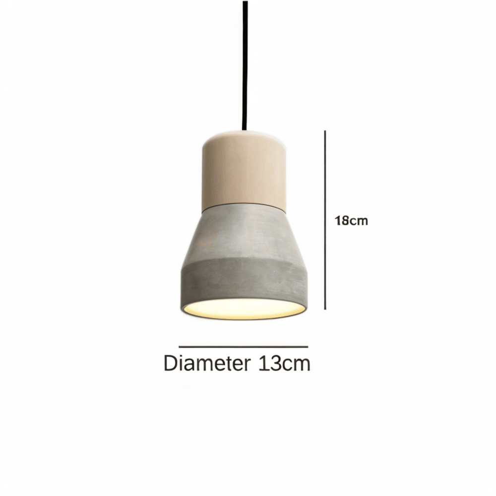 Lampa sufitowa z betonu i drewna do nowoczesnych wnętrz