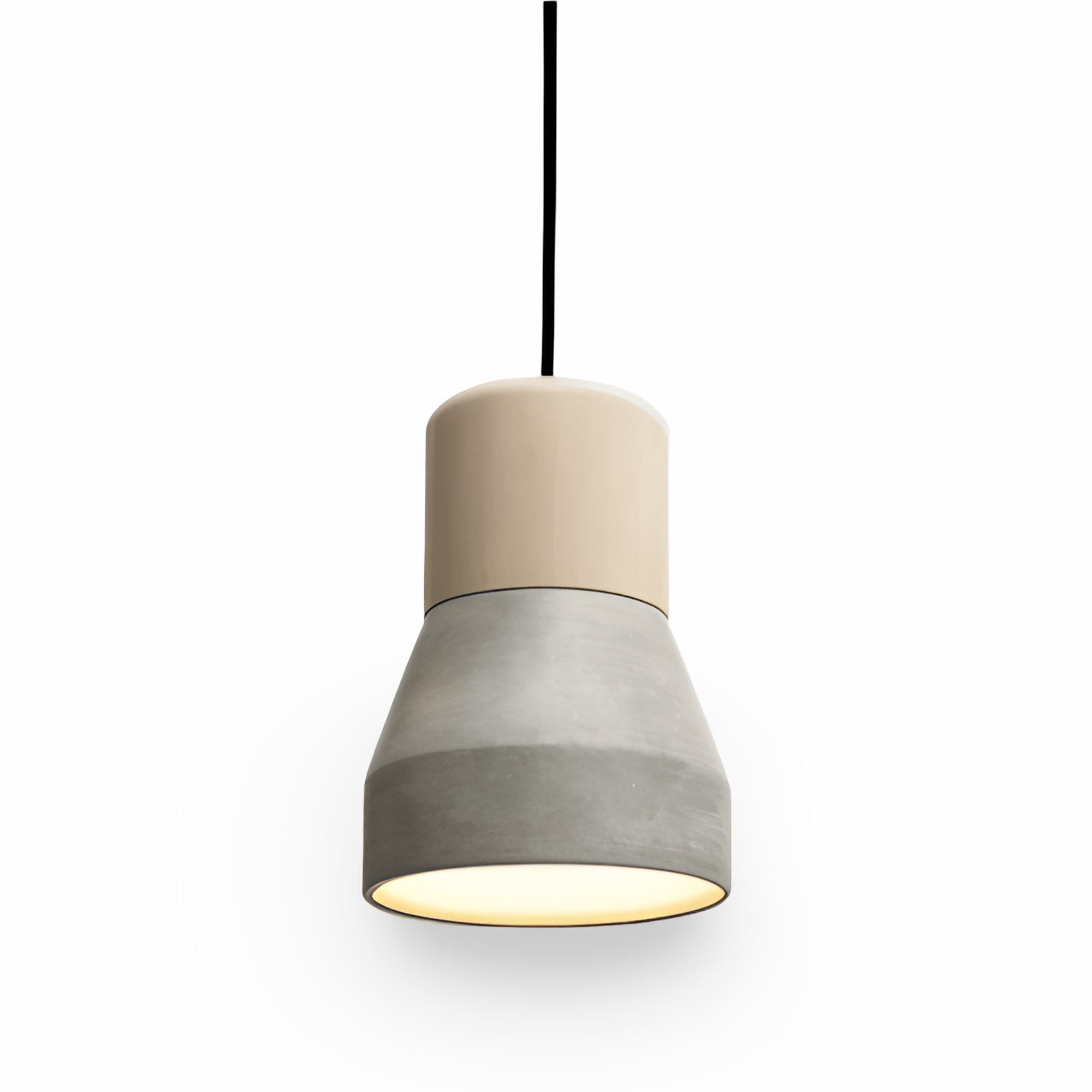Lampa sufitowa z betonu i drewna do nowoczesnych wnętrz